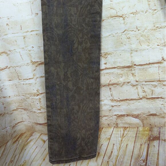 Just Cavalli Jeans Y2K Women 29 Brown Baroque Paisley Print Stretch Skinny Italy - Picture 15 of 15